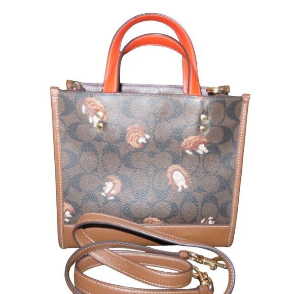 Coach Handbags - COACH Dempsey Signature Coated Canvas With Hedgehog Print Crossbody Tote Handbag